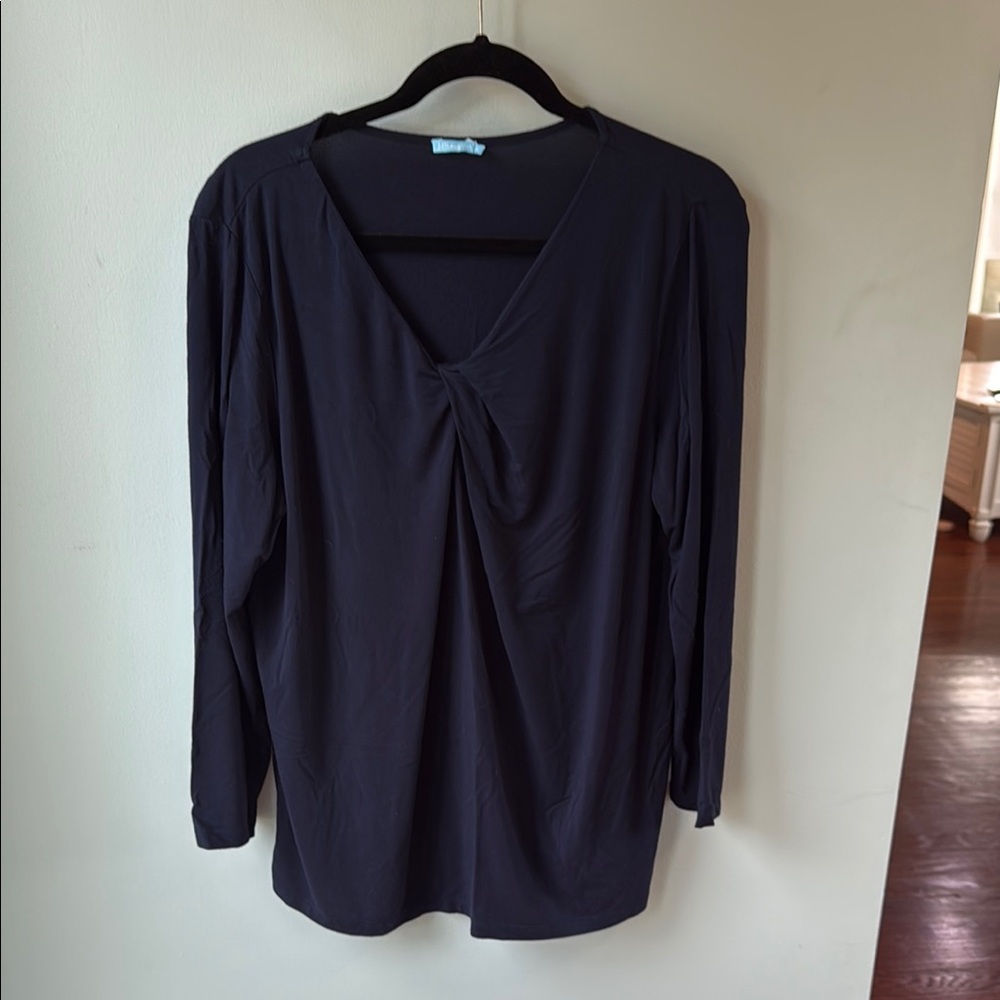 J. McLaughlin Blue Relaxed Tie Front Blouse